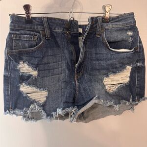 Eunina Blue Distressed Jean Shorts